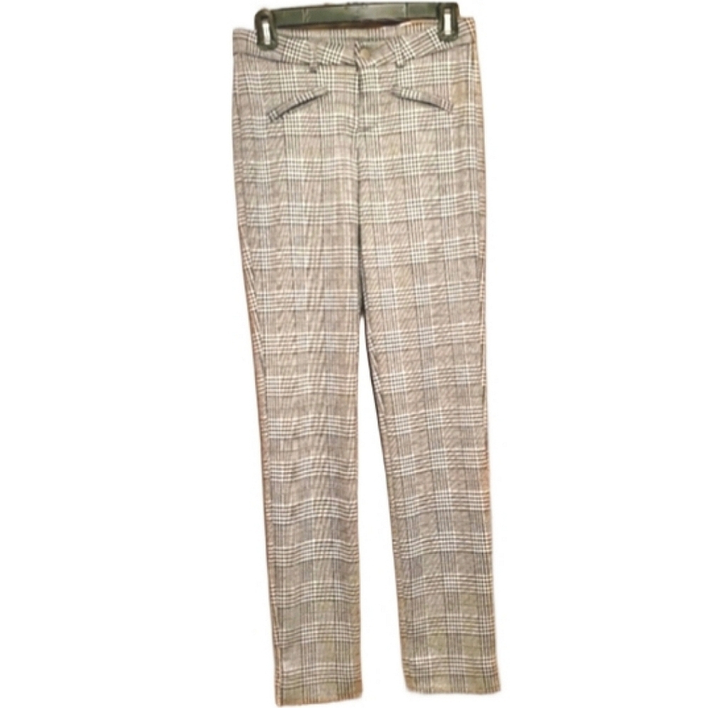 Motion Athleisure Gingham Plaid Pattern Pants High Waisted Straight Leg Size 3